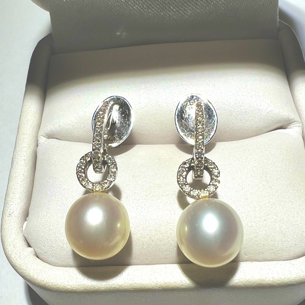 Mikimoto Pearl and Diamond Earrings